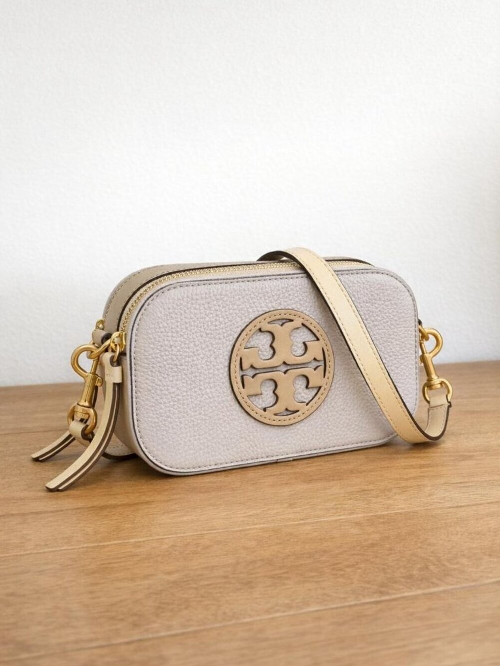 Tory Burch Mini Miller Colorblock Leather Crossbody Bag - Bay Gray Multi - Picture 2 of 8